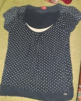 Bluza bleumarin cu buline albe