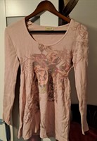 Bluza lunga roz cu flori