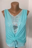 Bluza bleu-vert cu paiete
