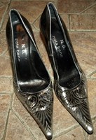 Pantofi negri-argintii