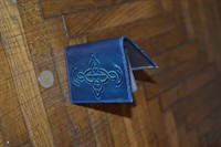 Mini-portofel portcard din piele albastru