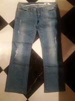 Jeans dama Kenvelo Straight, cu model taieturi, marimea 30/32